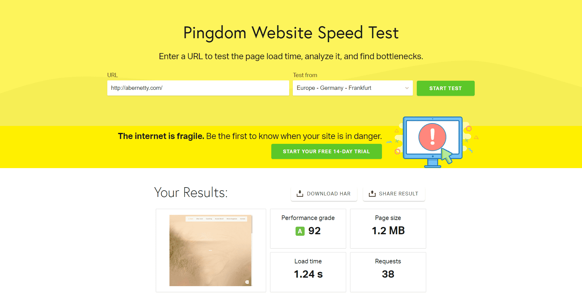 Pingdom Speed Test - Abernetty.com